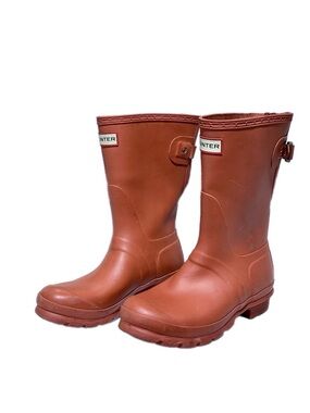 Hunter Back Adjustable Short Rain Military Red Waterproof Wellington Boots US 6